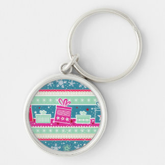 Custom Snowflakes and Presents Key Ring