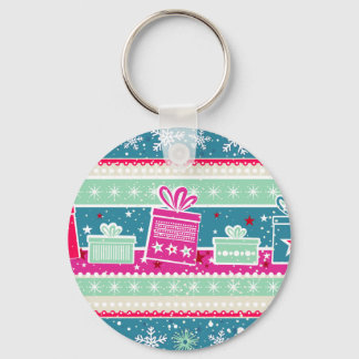 Custom Snowflakes and Presents Key Ring