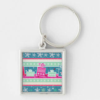 Custom Snowflakes and Presents Key Ring