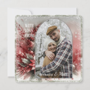 Custom Snowflakes & Chic Botanical Holiday Wreath Card