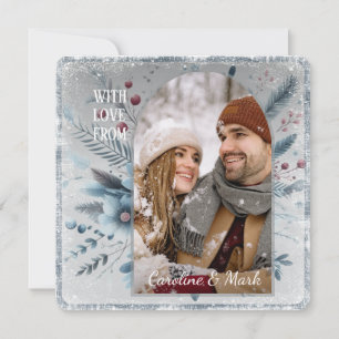 Custom Snowflakes & Chic Botanical Holiday Wreath Card