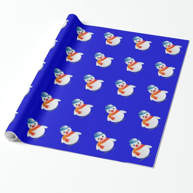 Custom Snowman Christmas Wrapping Paper (Unrolled)