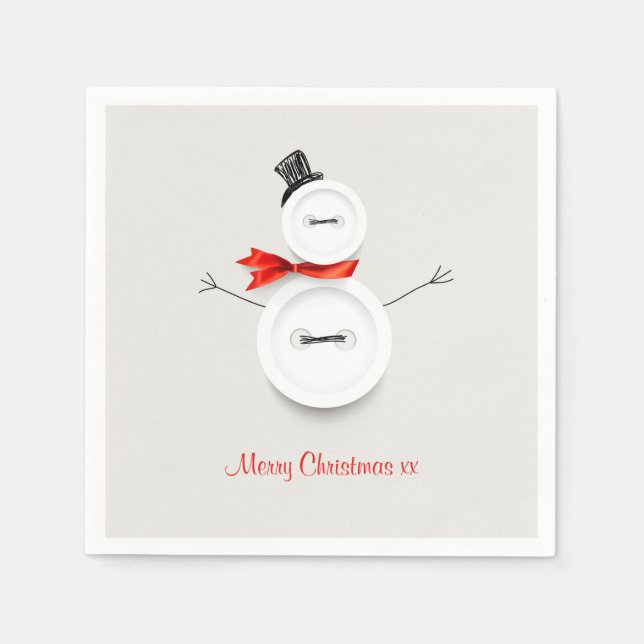 Custom Snowman Merry Christmas Paper Napkins (Front)