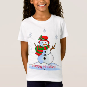 Custom snowman on snow and snowflakes T-Shirt