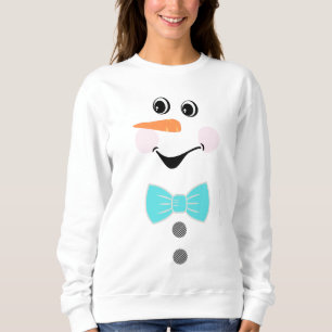 Custom Snowman Teal Blue Bowtie Black Buffalo Sweatshirt
