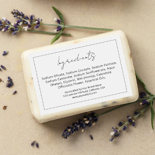 Custom  Soap Ingredient List Modern Product Label