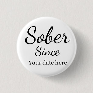 Custom “Sober Since” Keychain - Sobriety Date 3 Cm Round Badge