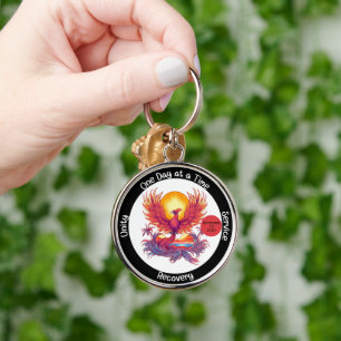 Custom Sobriety Milestone Gift - Phoenix Key Ring