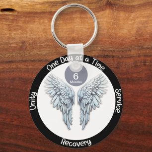 Custom Sobriety Recovery Milestone Gift - Wings Key Ring