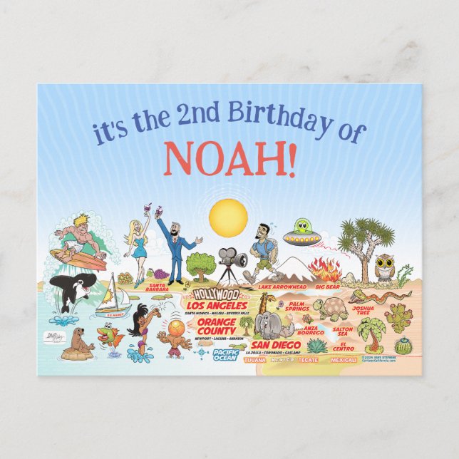 Custom SoCal Birthday Invitation Postcard (Front)