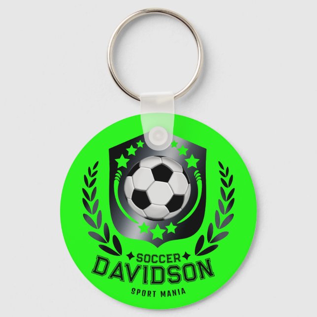 Custom Soccer Ball | Personalized Text  Gift Key Ring (Front)