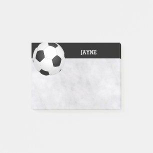 custom soccer ball post it note black and white