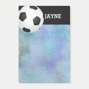 custom soccer  ball post it note in blue 