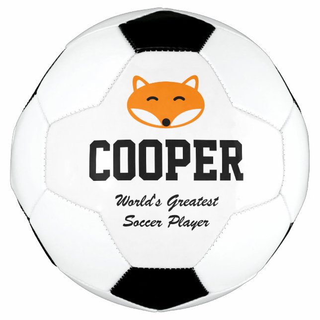 Custom soccer ball with cute red fox cartoon (Front)
