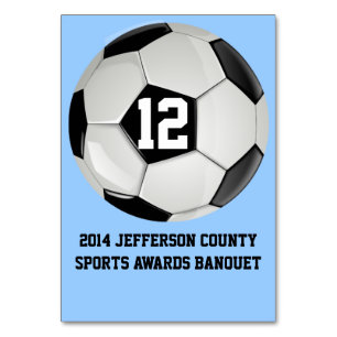 Custom Soccer Banquet Table Number Card