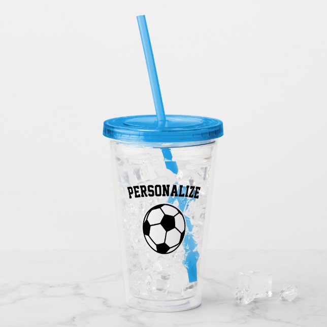 Custom soccer Birthday party acrylic tumbler glass (Front Ice)