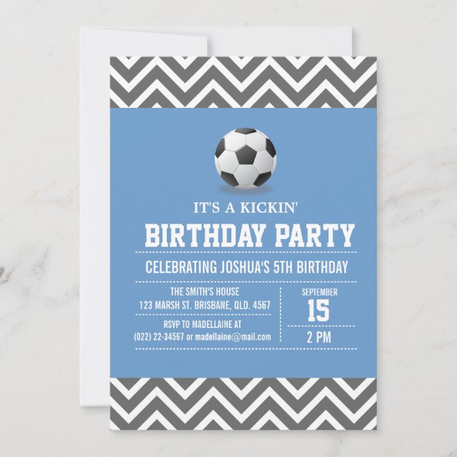 Custom Soccer Birthday Party Invitation for Boy (Front)