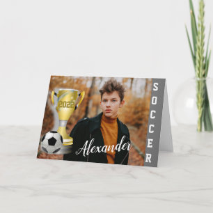 Custom Soccer Champion Photo Gift for Boys Card
