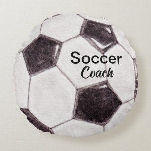 Custom Soccer Coach Keepsake Round Cushion