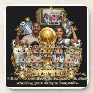 Custom Soccer Dad Photo Collage Gift Coaster