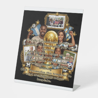 Custom Soccer Dad Photo Collage Gift Pedestal Sign