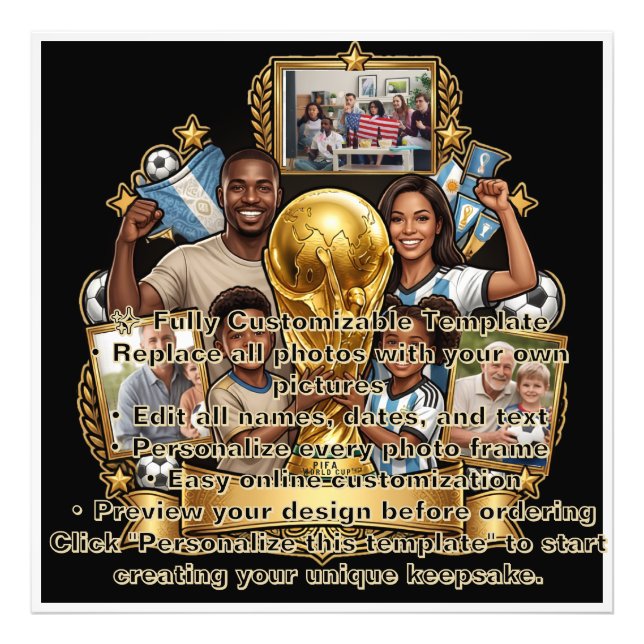 Custom Soccer Dad Photo Collage Gift Print (Front)