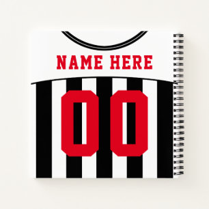 Custom Soccer Football Black & White Jersey  Notebook