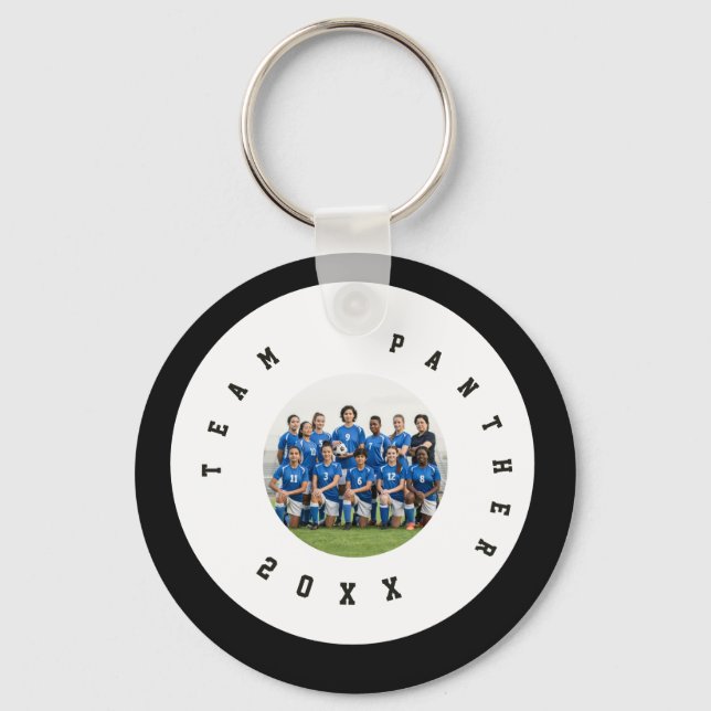 Custom Soccer Player's Name & Initials Team Photo Key Ring (Back)