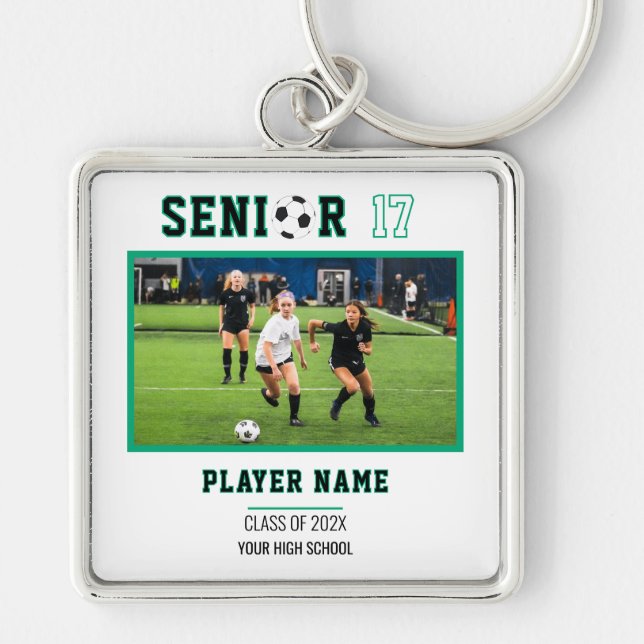 Custom Soccer Senior Night Photo Key Ring (Front)
