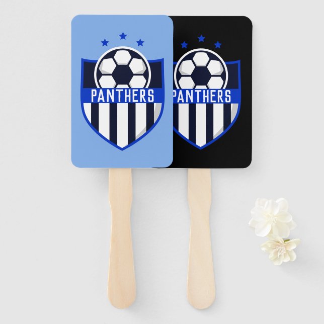Custom Soccer Shield with Team Name or Text Hand Fan (Front and Back)