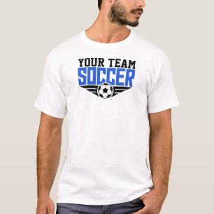 Custom Soccer Team Blue Text T-Shirt