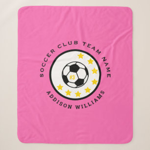Custom Soccer Team Jersey Number Pink Girl Sherpa Blanket