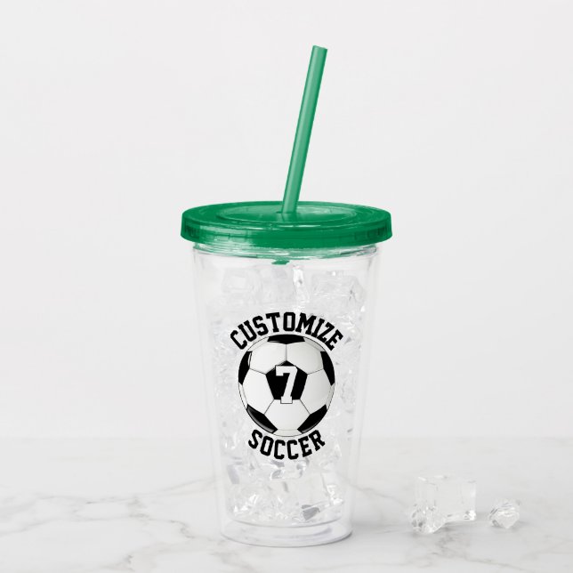 Custom Soccer Team Name & Player Number Sports Acrylic Tumbler (Back Ice)