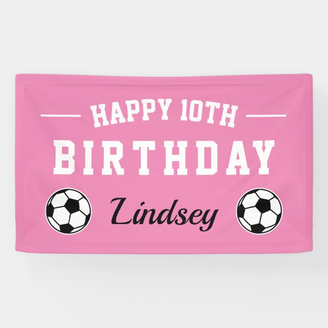 Custom soccer theme Happy Birthday party banner (Horizontal)