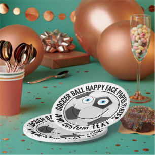 Custom Soccer Theme Party BLUE EYES Happy Face 7" Paper Plate