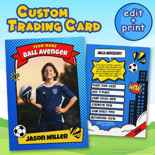 Custom Soccer Trading Card, Comic Soccer Card