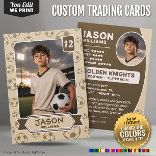 Custom Soccer Trading Card, Editable Colours Card