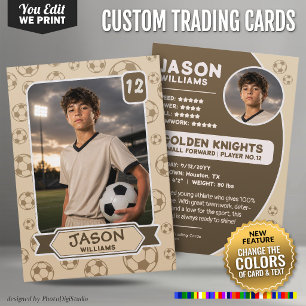 Custom Soccer Trading Card, Editable Colours Card