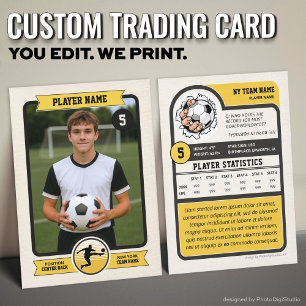 Custom Soccer Trading Card, Gold Retro Player Calling Card