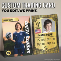 Custom Soccer Trading Card, Gold Shield Player
