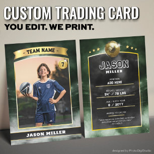 Custom Soccer Trading Card Green Gold Stadium