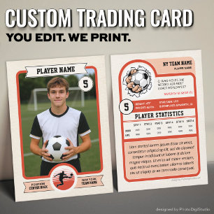 Custom Soccer Trading Card, Red Retro Player Calling Card