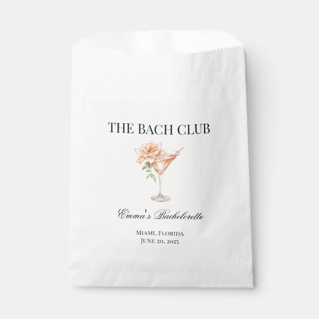 Custom Social Club Blush Cocktail Bridesmaid  Favour Bags (Front)