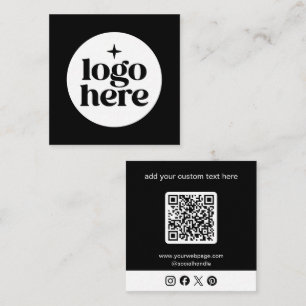 Custom Social Media Logo QR Code Square Business Card