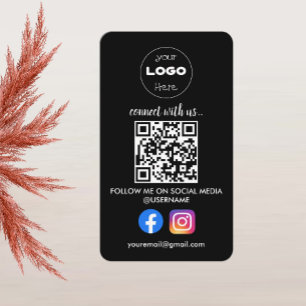 Custom Social Media QR Code Black Professional Business Card