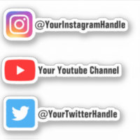 Custom Social Media Username Sticker Pack of 3