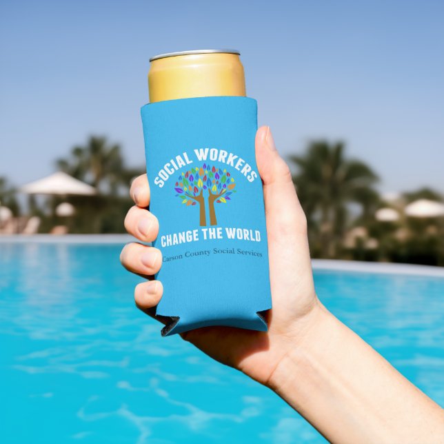 Custom Social Services Office Inspirational Quote Seltzer Can Cooler (In Situ Pool)