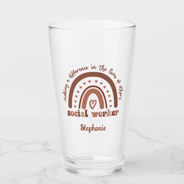 Custom Social Worker Appreciation Graduation Gift Glass (Front)