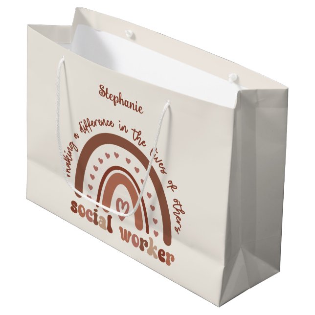 Custom Social Worker Appreciation Graduation Large Gift Bag (Front Angled)