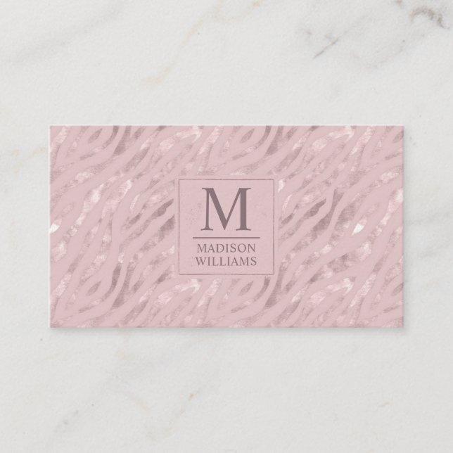 Custom Soft Blush Pastel Pink Gold Glitter Pattern Business Card (Front)